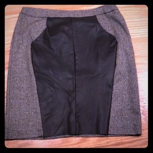 Handmade leather/tweed mini skirt